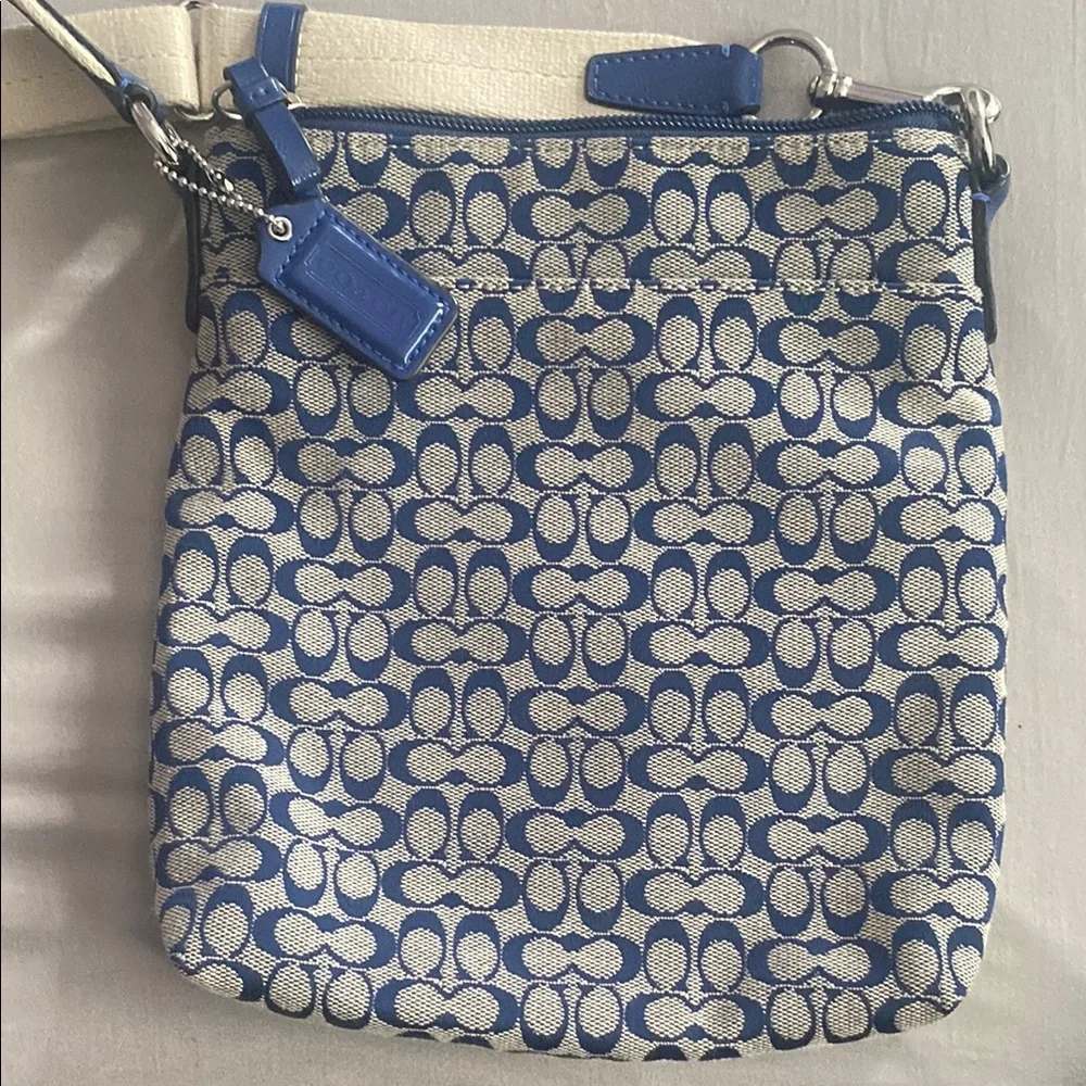 Coach Blue and White Patterned Crossbody Bag - Picture 2 of 5